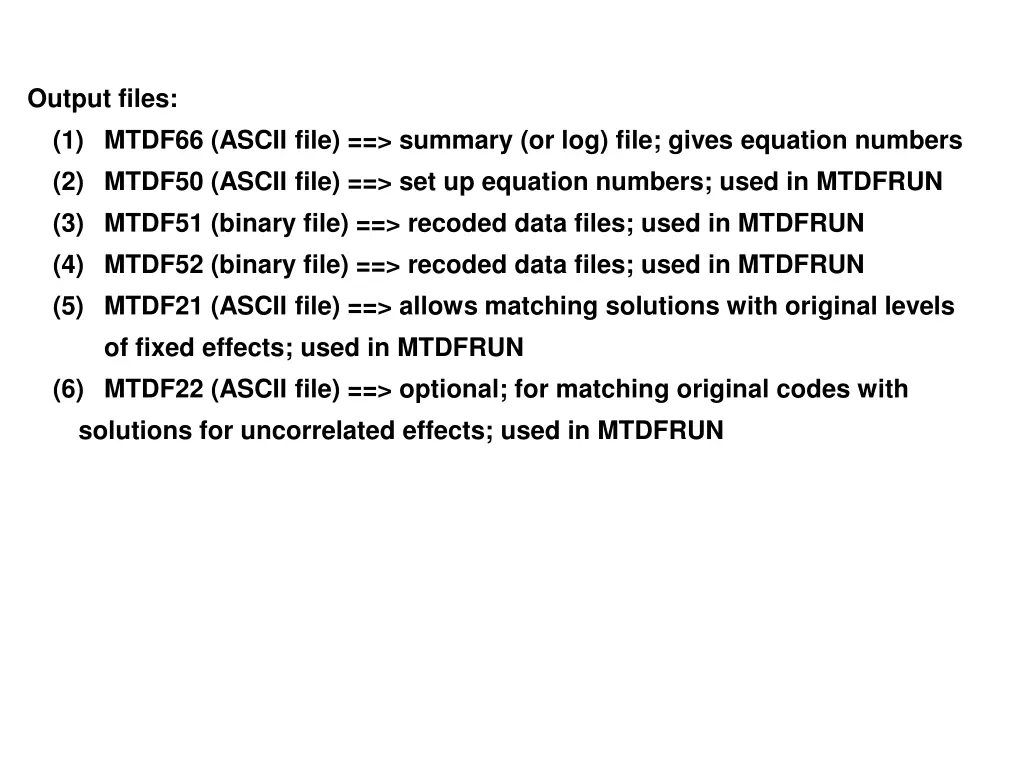 output files 1 mtdf66 ascii file summary