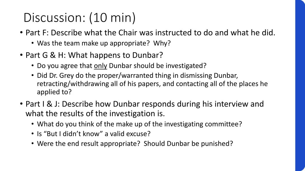 discussion 10 min part f describe what the chair
