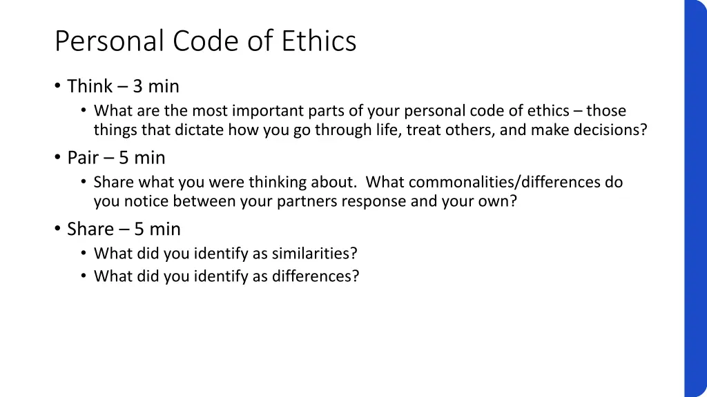 personal code of ethics
