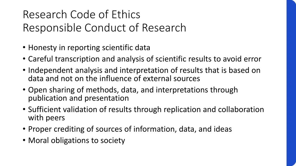 research code of ethics responsible conduct