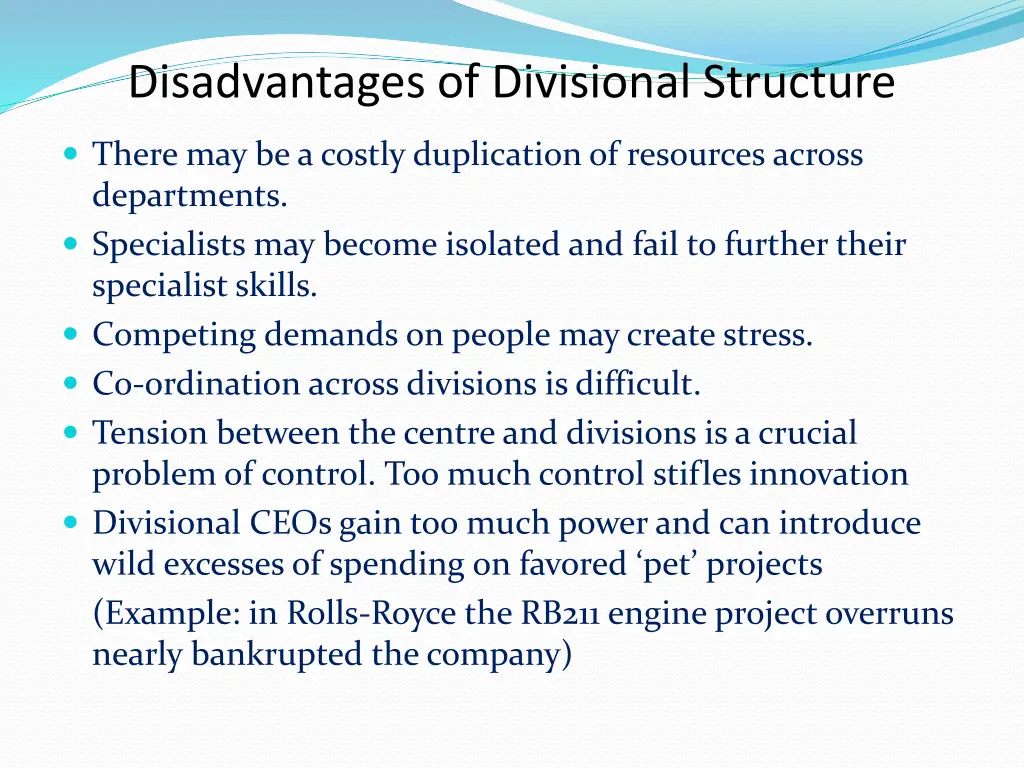 disadvantages of divisional structure