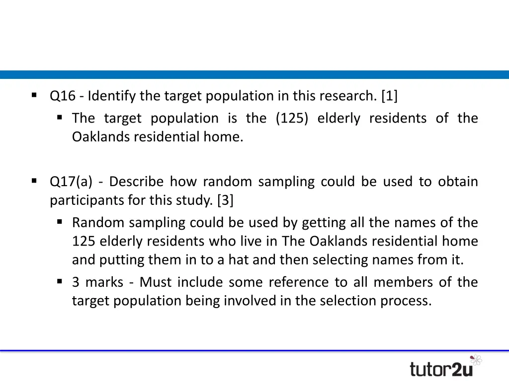 q16 identify the target population in this