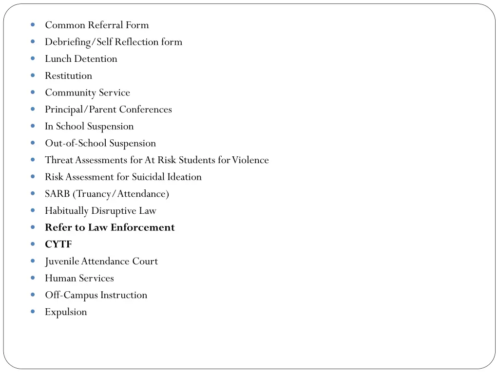 common referral form debriefing self reflection