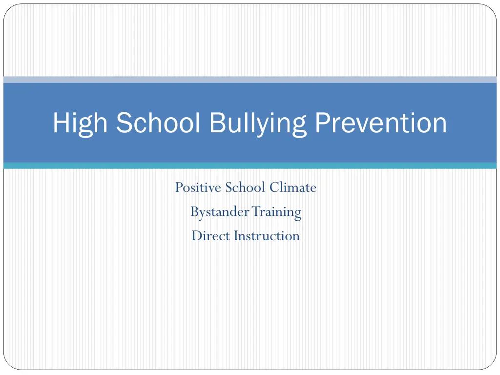 high school bullying prevention