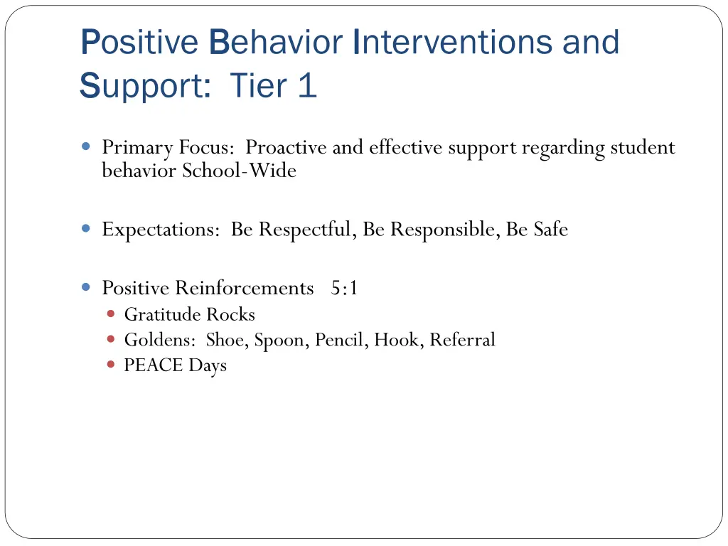 p positive b behavior i interventions