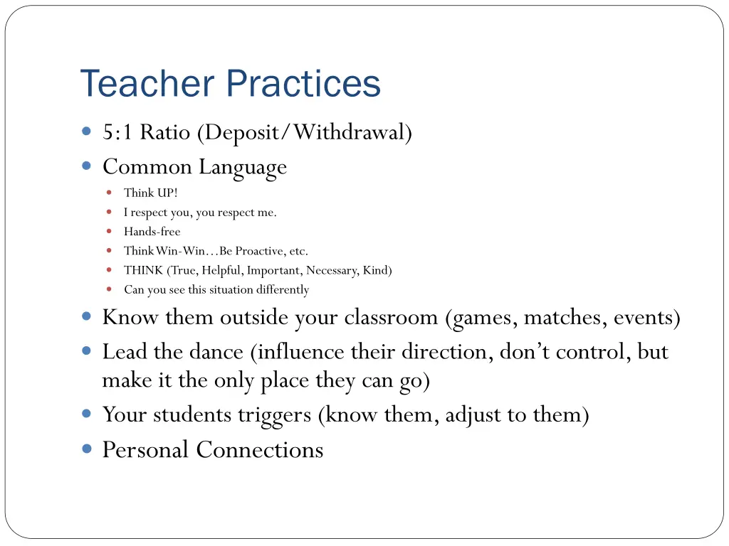 teacher practices