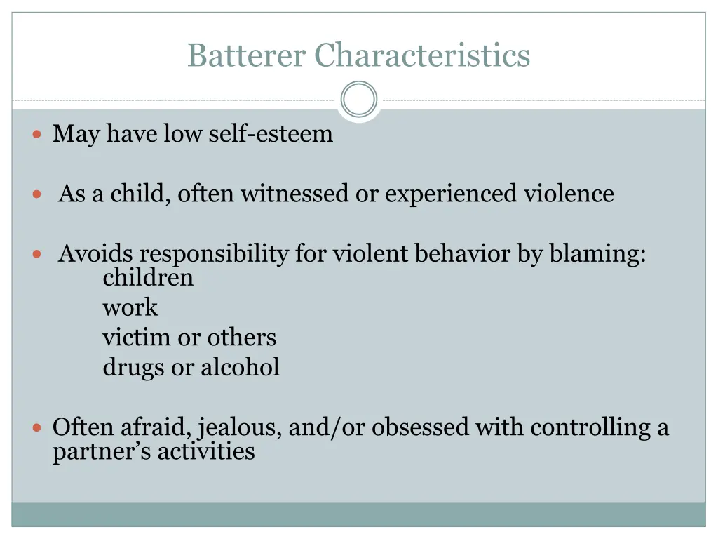 batterer characteristics