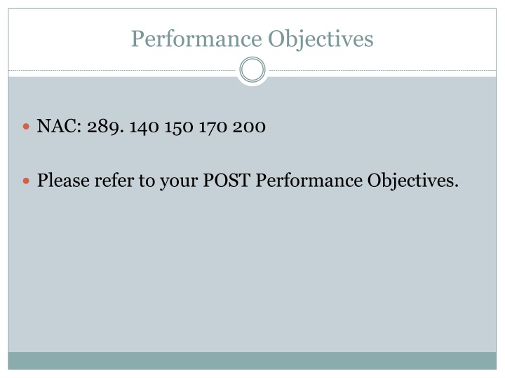 performance objectives