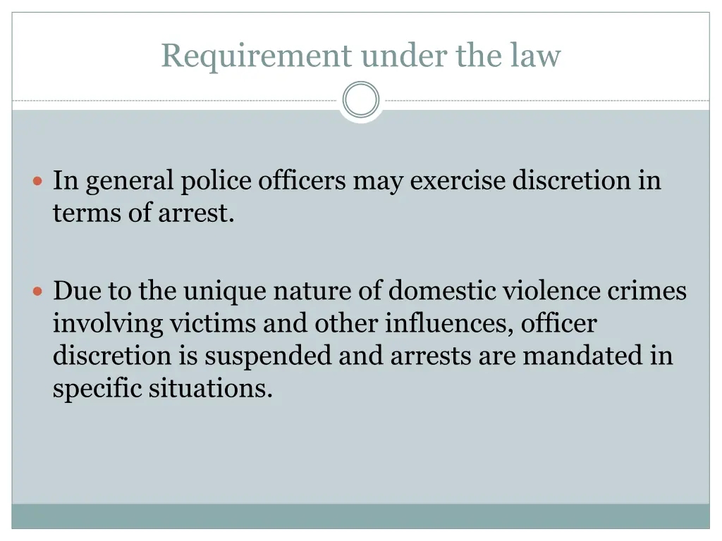 requirement under the law