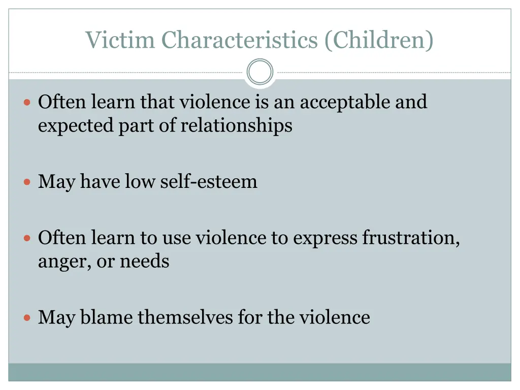 victim characteristics children