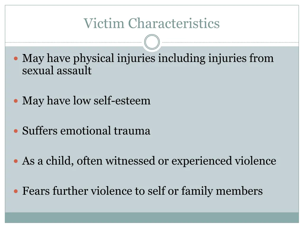 victim characteristics