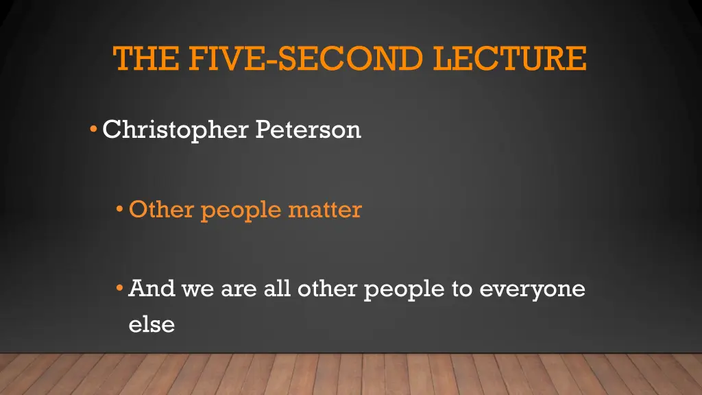 the five second lecture