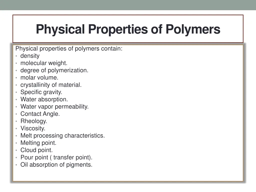 physical properties of polymers 1