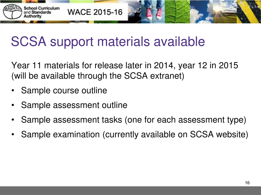 scsa support materials available