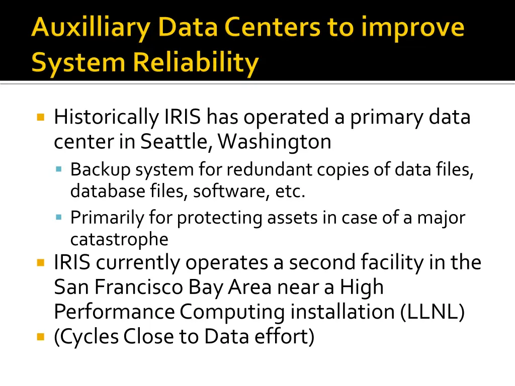 historically iris has operated a primary data