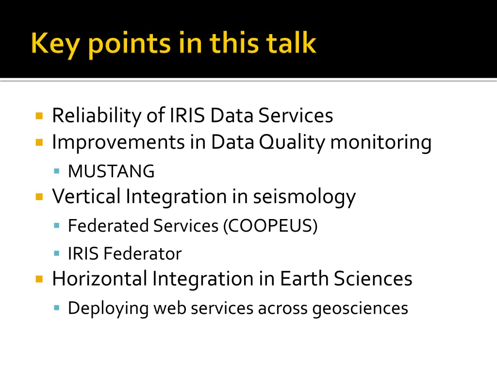 reliability of iris data services improvements