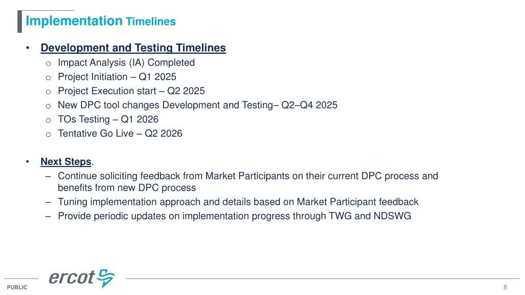 implementation timelines