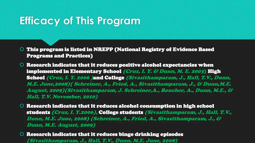 efficacy of this program