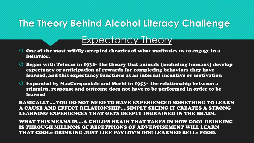 the theory behind alcohol literacy challenge