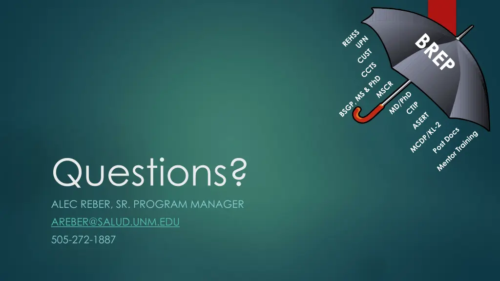 questions alec reber sr program manager