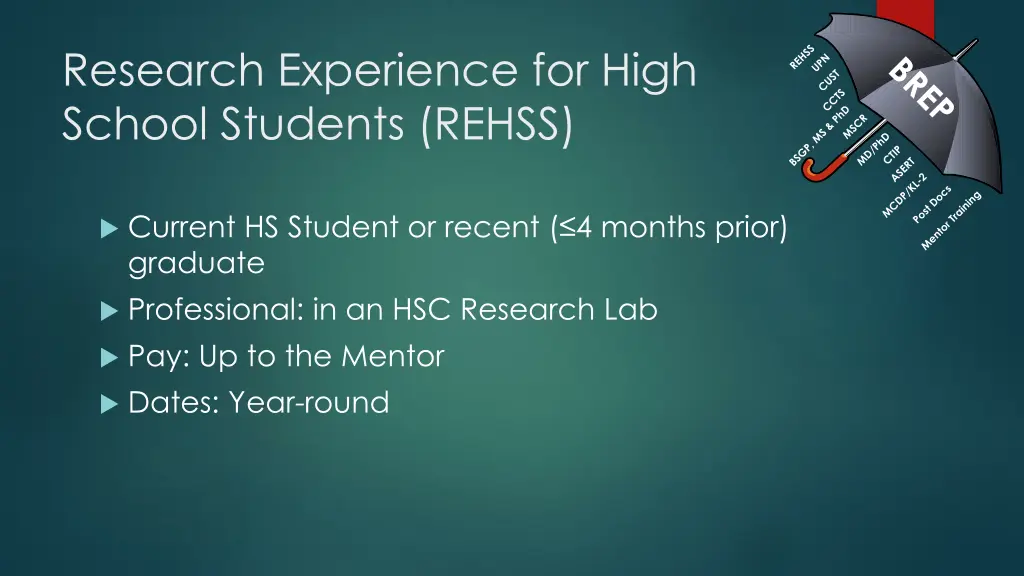 research experience for high school students rehss