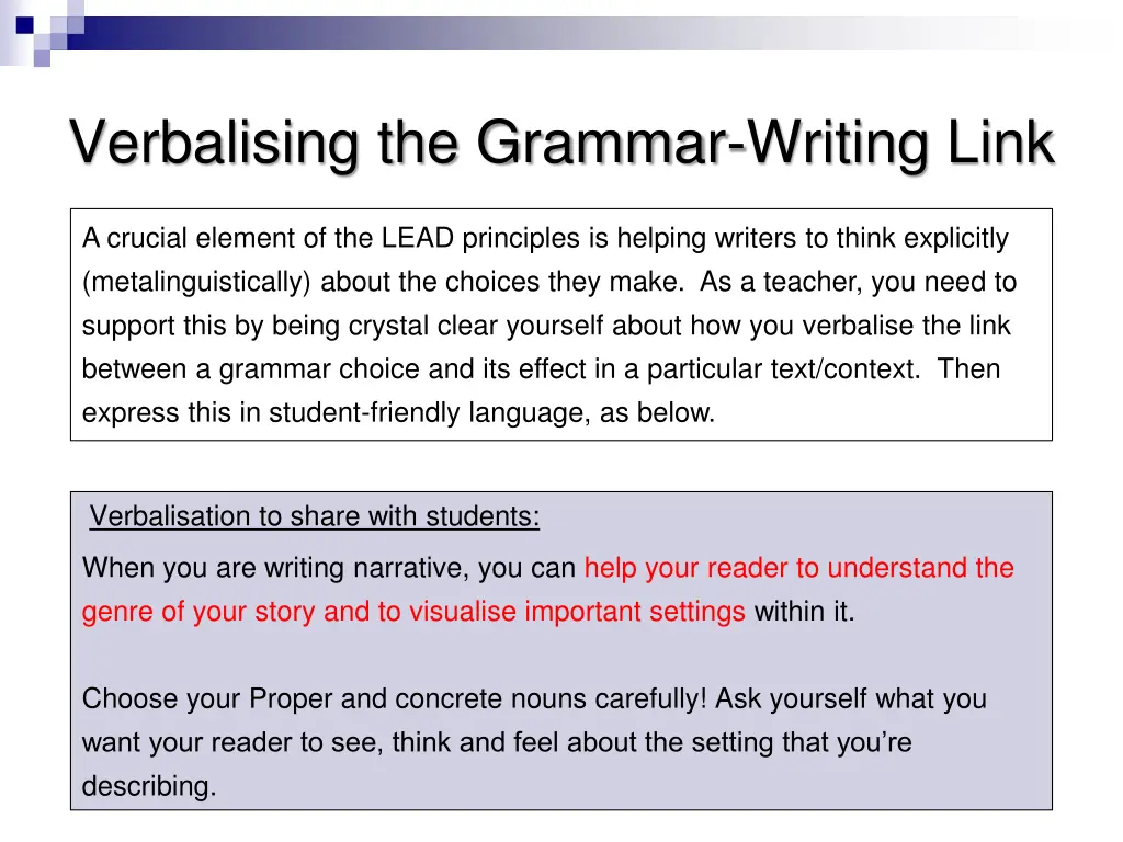 verbalising the grammar writing link