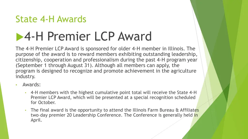 state 4 h awards 4 h premier lcp award