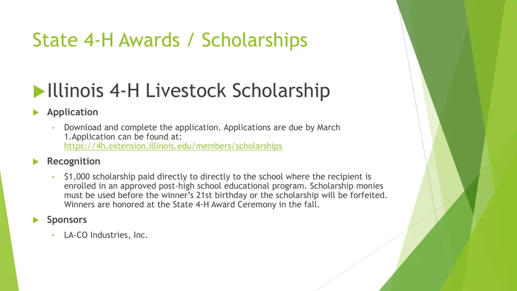 state 4 h awards scholarships 4