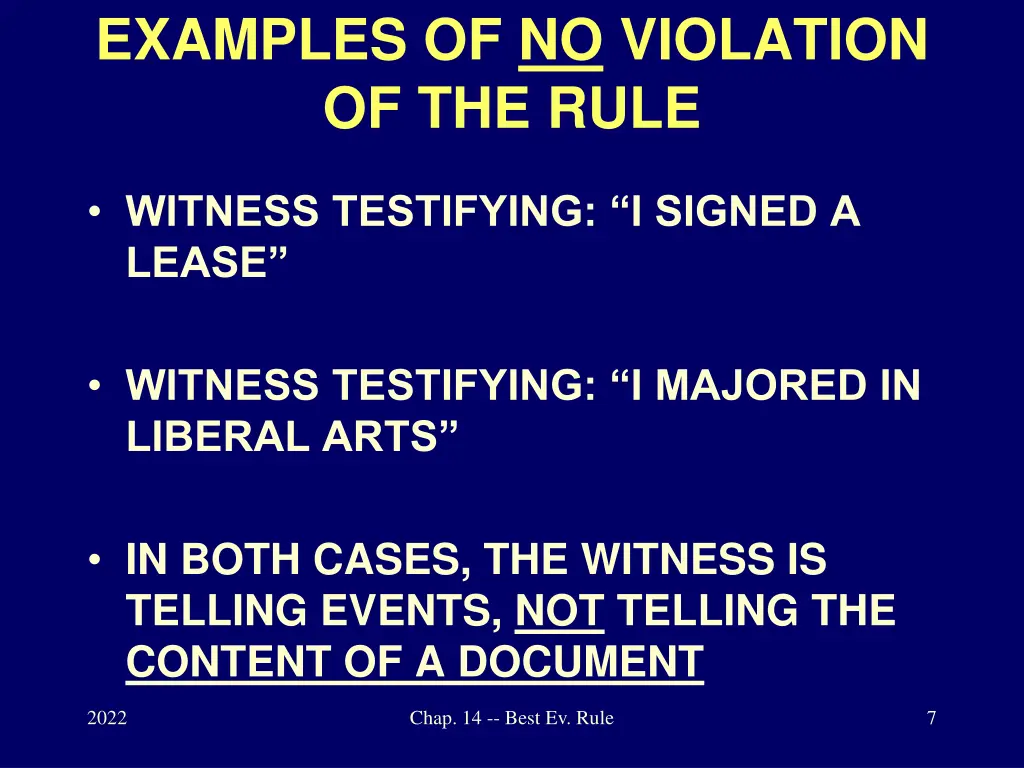 examples of no violation of the rule