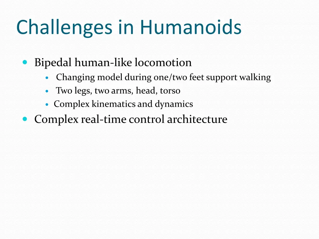 challenges in humanoids