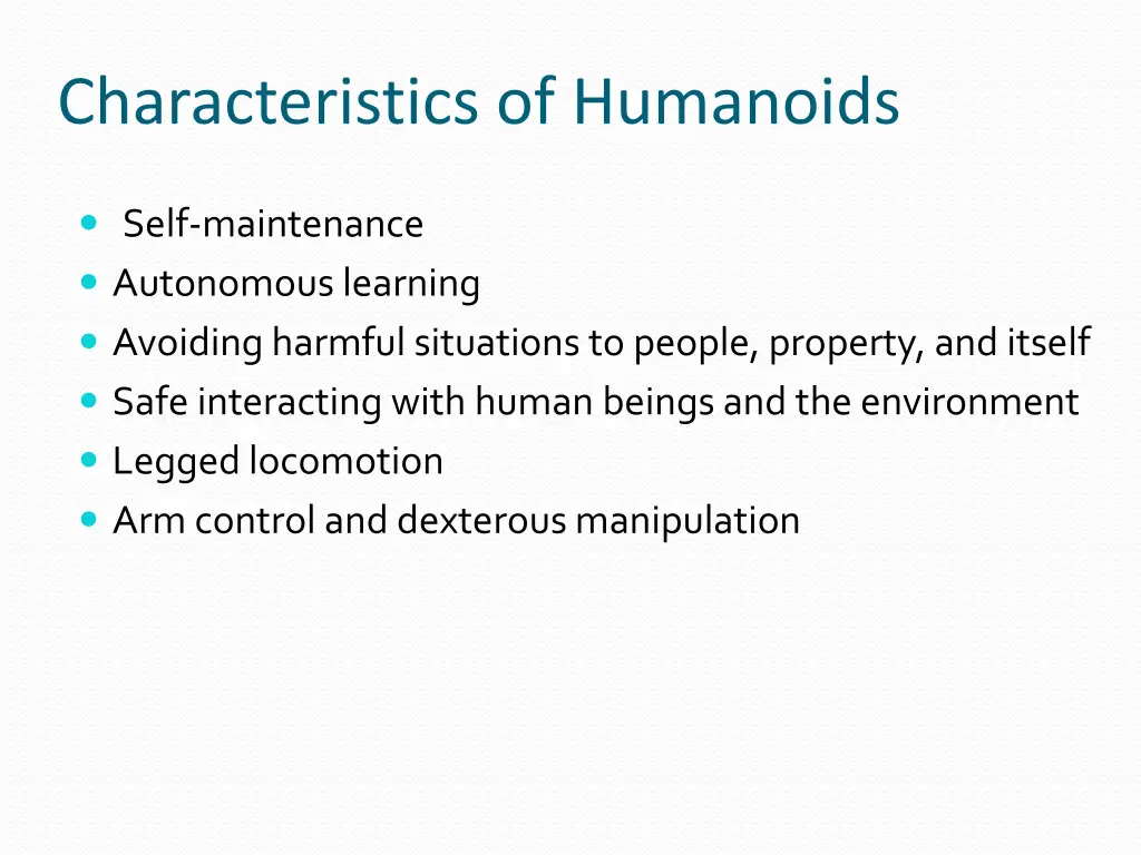characteristics of humanoids