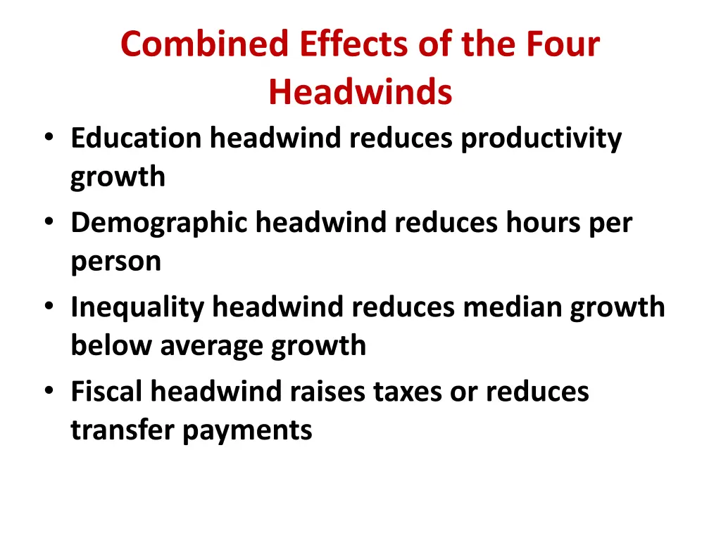 combined effects of the four headwinds education