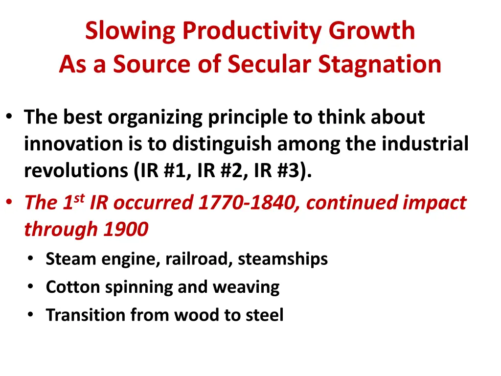 slowing productivity growth as a source