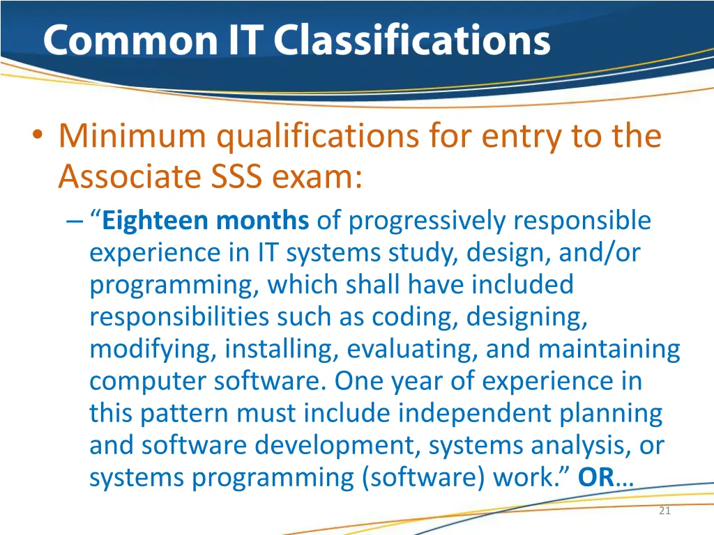 minimum qualifications for entry to the associate 1
