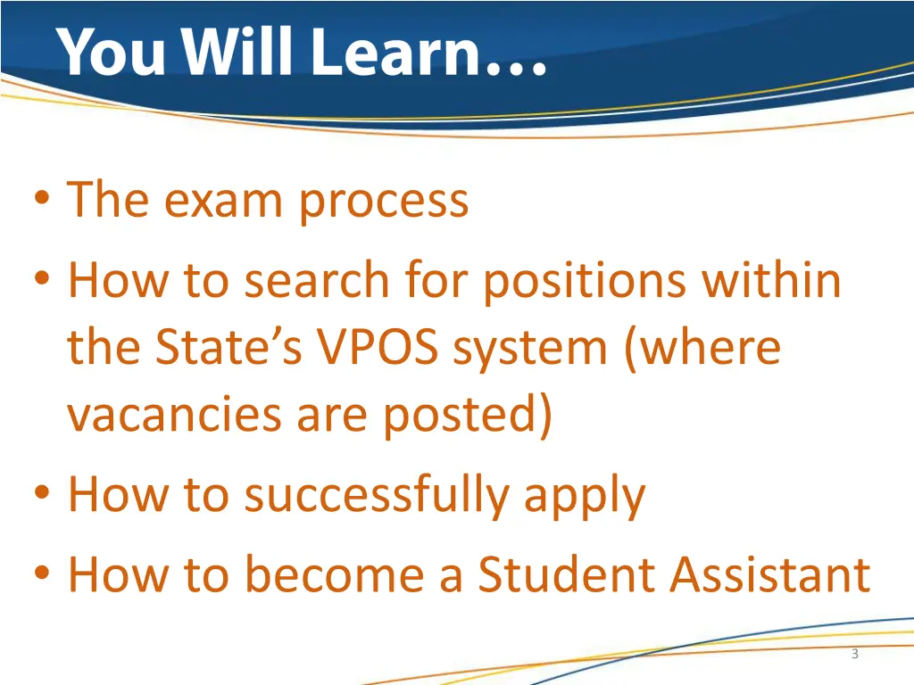 the exam process how to search for positions