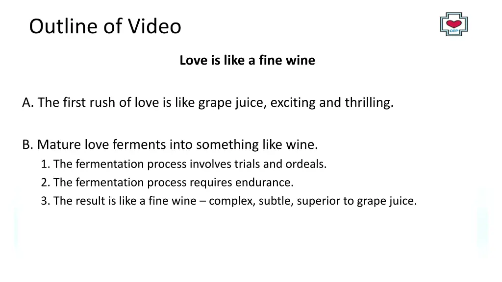 outline of video 1
