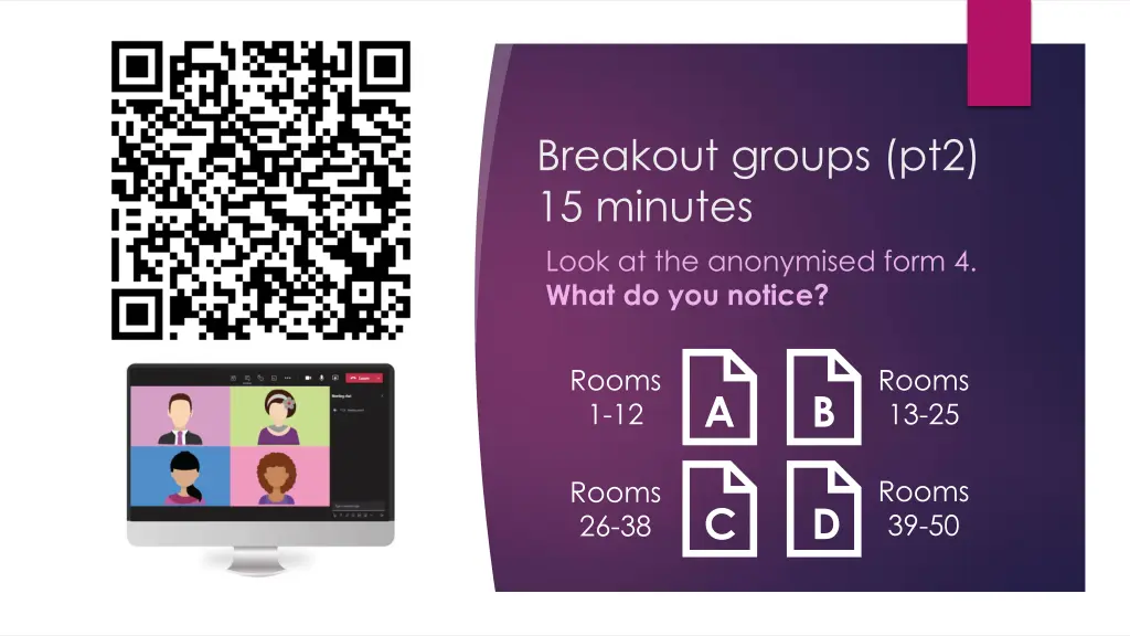 breakout groups pt2 15 minutes look