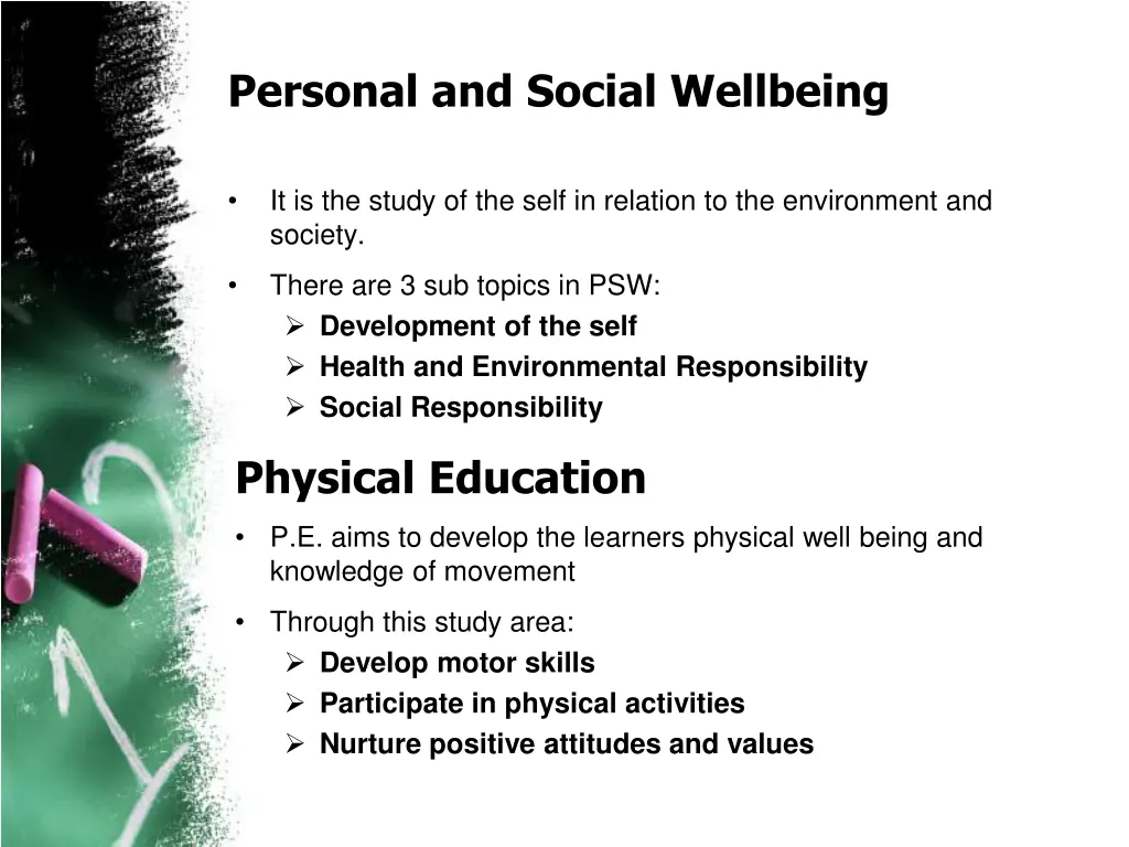 personal and social wellbeing