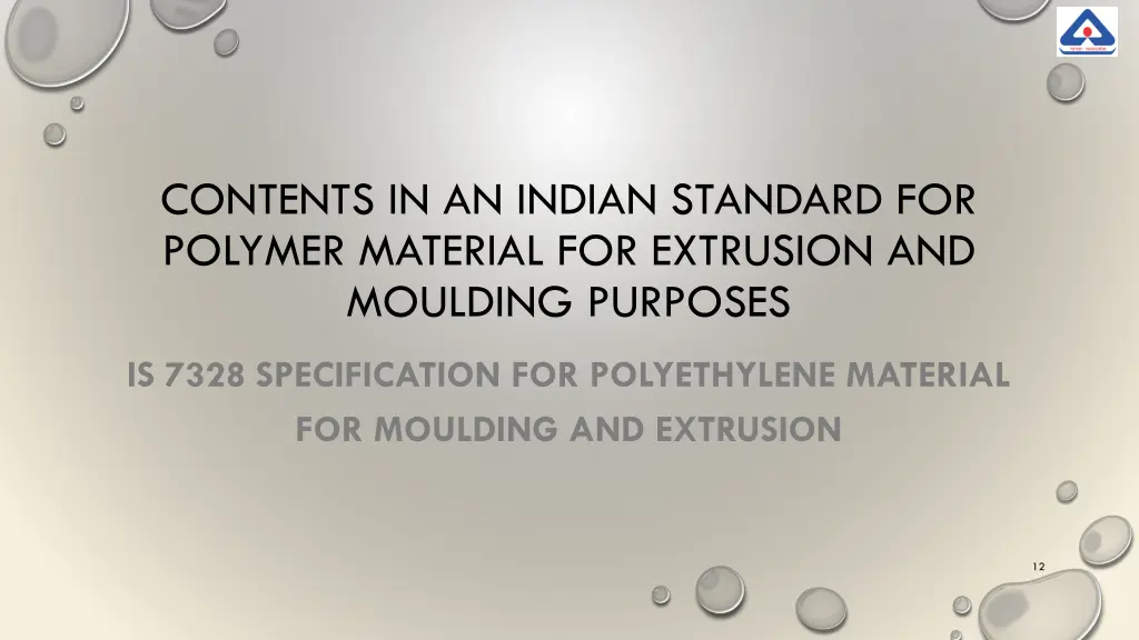 contents in an indian standard for polymer