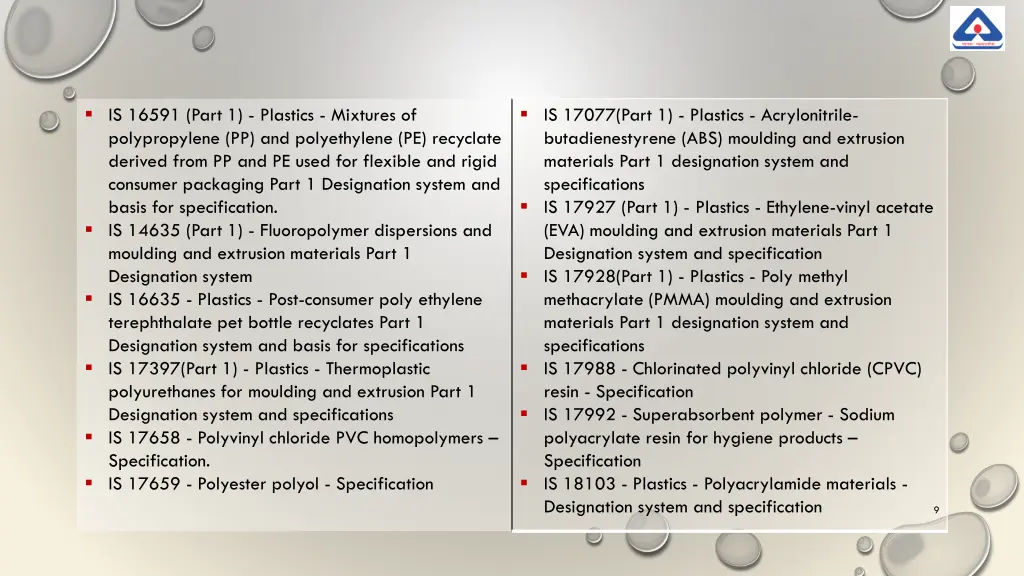 is 16591 part 1 plastics mixtures