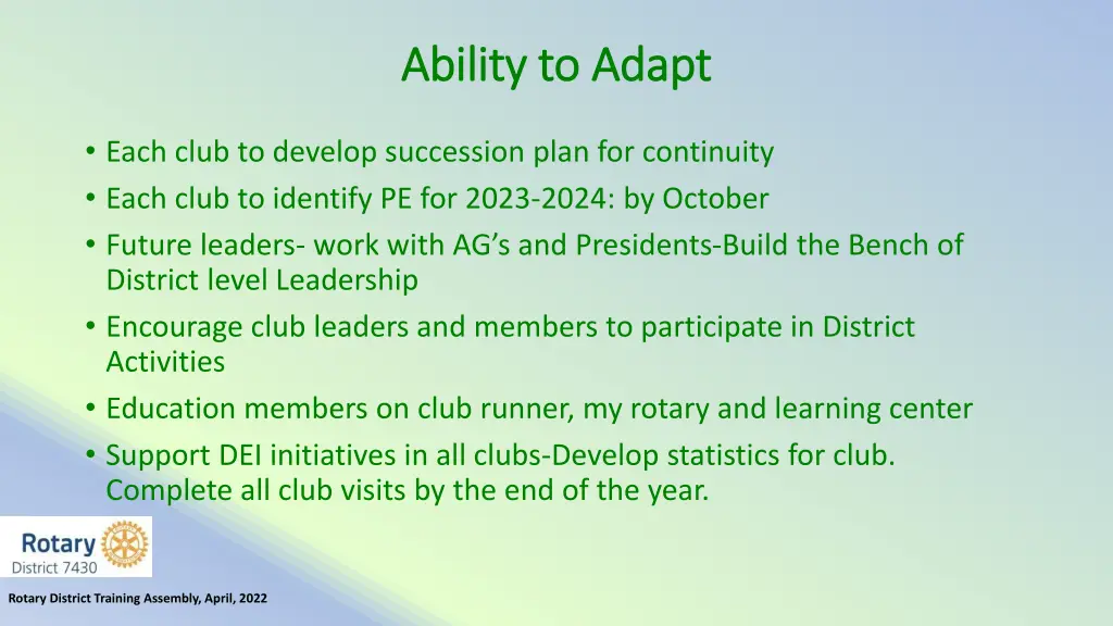 ability to adapt ability to adapt