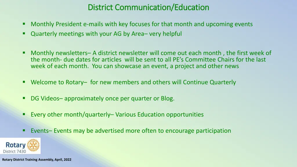district communication education district