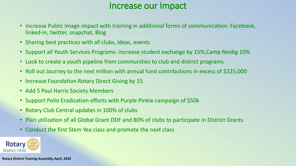 increase our impact increase our impact
