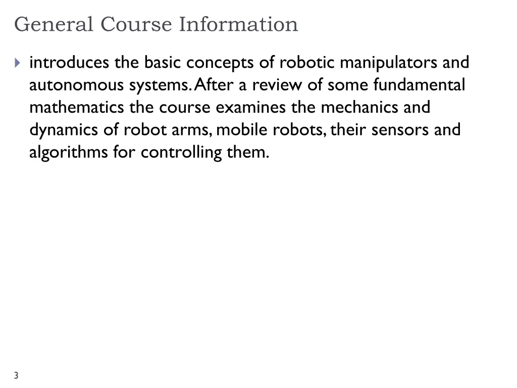 general course information