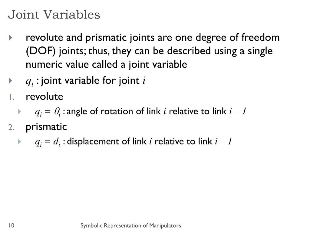joint variables