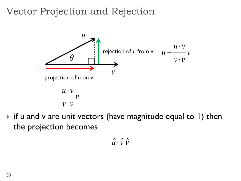 vector projection and rejection