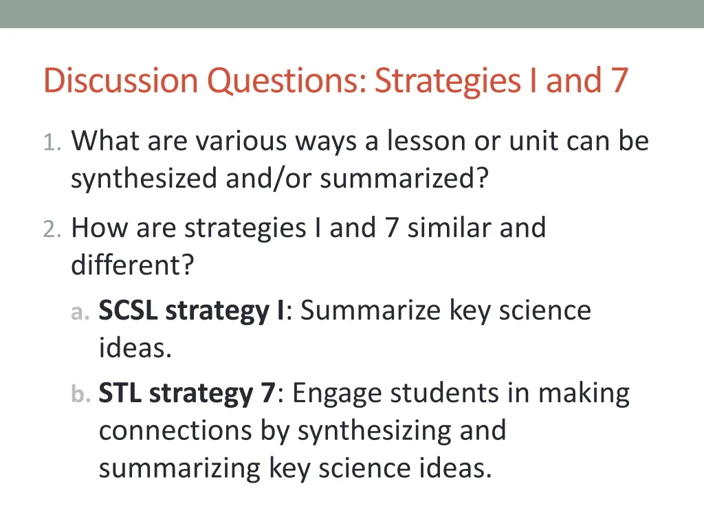 discussion questions strategies i and 7