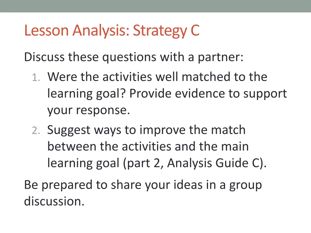 lesson analysis strategy c 1