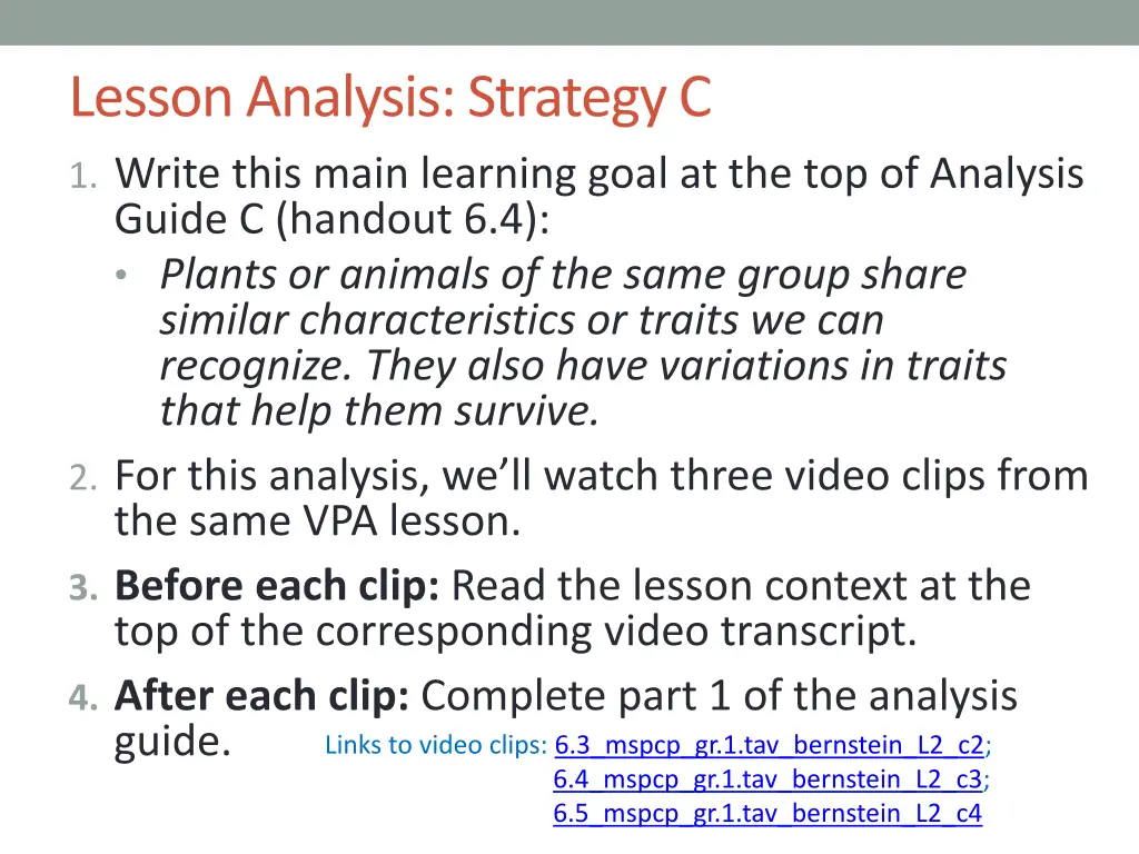 lesson analysis strategy c