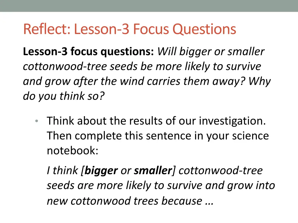 reflect lesson 3 focus questions